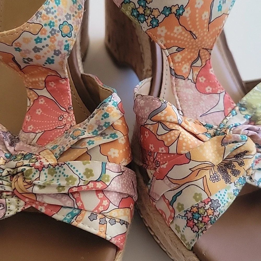 Naturalizer Multicolor Women's Cork Wedge Sandals Sz 8.5